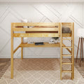 GRAND1 XL NS : Loft Bed Full XL High Loft Bed with Straight Ladder + Desk, Slat, Natural