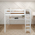 GRAND1 XL WS : Loft Bed Full XL High Loft Bed with Straight Ladder + Desk, Slat, White