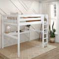 GRAND1 XL WS : Loft Bed Full XL High Loft Bed with Straight Ladder + Desk, Slat, White