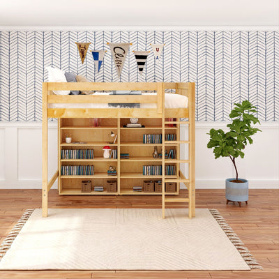 GRAND LIB NS : Loft Bed Full Library High Loft, Slat, Natural