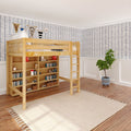 GRAND LIB NS : Loft Bed Full Library High Loft, Slat, Natural