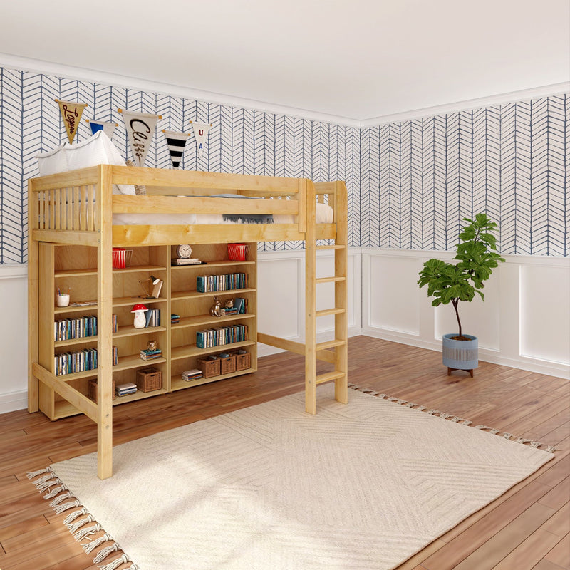 GRAND LIB NS : Loft Bed Full Library High Loft, Slat, Natural