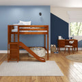 GROOVE CS : Loft Bed Full High Loft Bed with Slide Platform, Slat, Chestnut