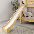 HAPPY XL NP : Bunk Bed Classic Mid Twin XL Bunk Bed with Slide and Angled Ladder on Front, Natural Birch Panel