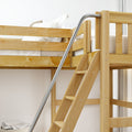 HIGHRISE NS : Corner Loft Bed Twin High Corner Loft Bed with Left Straight Ladder + Right Angled Ladder on Front, Natural Birch Slats
