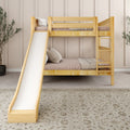 HIPHIP NS : Bunk Bed Classic Mid Full Bunk Bed with Slide and Straight Ladder on Front, Natural Birch Slats