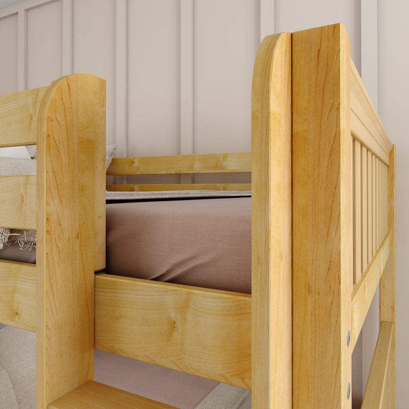 HIPHIP NS : Bunk Bed Classic Mid Full Bunk Bed with Slide and Straight Ladder on Front, Natural Birch Slats