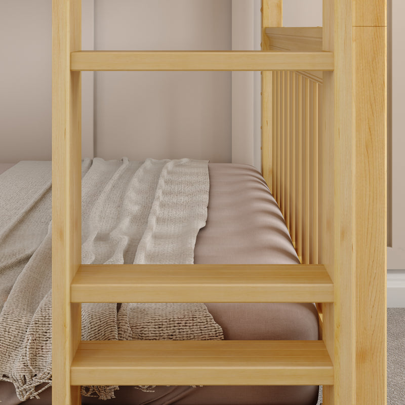 HIPHIP NS : Bunk Bed Classic Mid Full Bunk Bed with Slide and Straight Ladder on Front, Natural Birch Slats