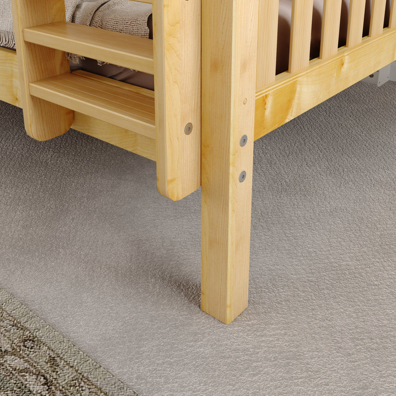 HIPHIP NS : Bunk Bed Classic Mid Full Bunk Bed with Slide and Straight Ladder on Front, Natural Birch Slats
