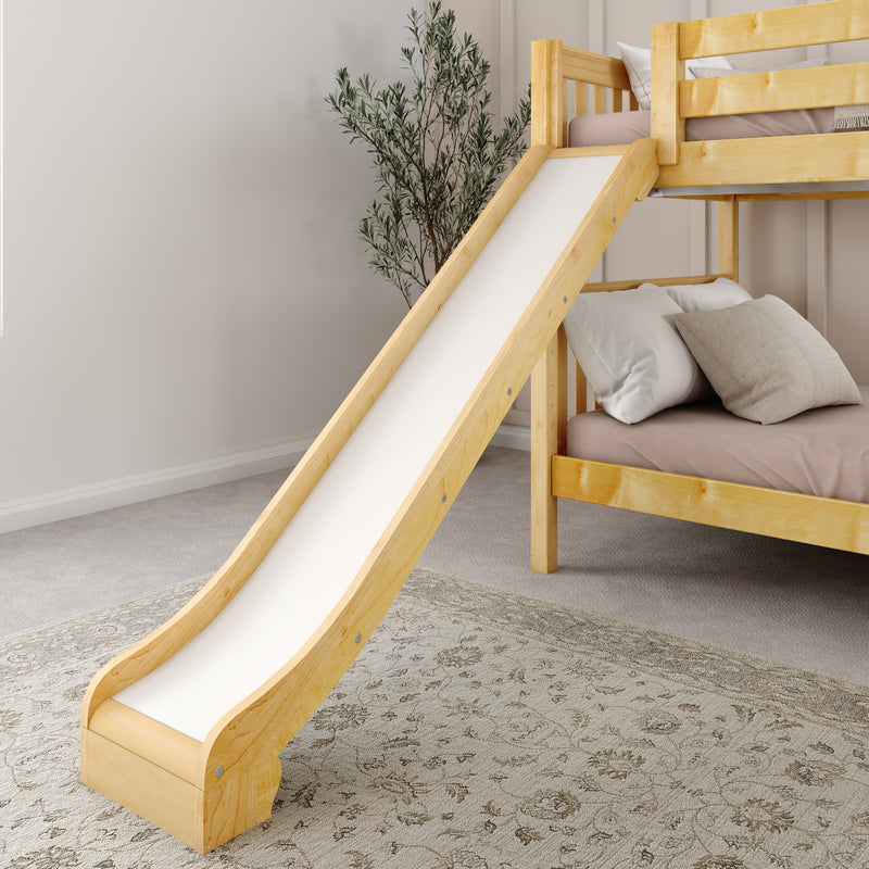HIPHIP NS : Bunk Bed Classic Mid Full Bunk Bed with Slide and Straight Ladder on Front, Natural Birch Slats