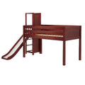 HOCUS XL CP : Play Loft Beds Twin XL Low Loft Bed with Slide Platform, Panel, Chestnut
