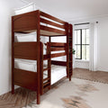 HOLY XL CP : Multiple Bunk Beds Twin XL Triple Bunk Bed with Straight Ladders on Front, Panel, Chestnut