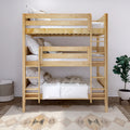 HOLY NP : Triple Bunk Classic Twin Triple Bunk Bed with Two Straight Ladders on Front, Natural Birch Panel