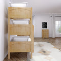 HOLY XL NP : Triple Bunk Classic Twin XL Triple Bunk Bed with Two Straight Ladders on Front, Natural Panel