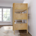 HOLY XL NP : Triple Bunk Classic Twin XL Triple Bunk Bed with Two Straight Ladders on Front, Natural Panel