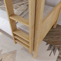 HOLY XL NP : Triple Bunk Classic Twin XL Triple Bunk Bed with Two Straight Ladders on Front, Natural Panel