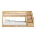 HOPSCOTCH NS : Bunk Bed Twin Floor Bunk Bed with Staircase, Natural Birch Slats