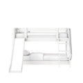 HOT POTATO WP : Bunk Bed Twin Floor Bunk Bed with Angled Ladder on Front and Slide, Classic White Panel