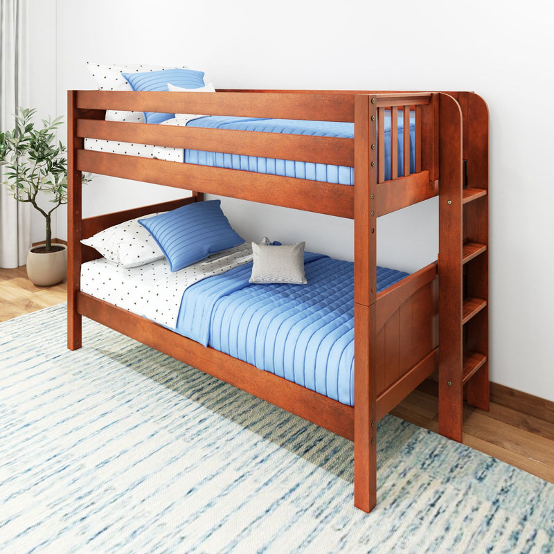 HOTSHOT 1 CP : Classic Bunk Beds Low Bunk w/ Straight Ladder on End (Low/Low), Panel, Chestnut
