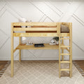 JIBJAB1 XL NP : Study Loft Beds Twin XL High Loft Bed with Straight Ladder + Desk, Panel, Natural