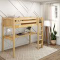 JIBJAB1 XL NP : Study Loft Beds Twin XL High Loft Bed with Straight Ladder + Desk, Panel, Natural