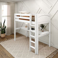 JIBJAB1 XL WP : Study Loft Beds Twin XL High Loft Bed with Straight Ladder + Desk, Panel, White