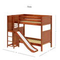 JINX CP : Bunk Bed Twin High Bunk Bed with Slide Platform, Panel, Chestnut
