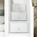 JOINT XL WS : Quad Corner Bunk Full XL + Twin XL Medium Corner Bunk with Angled Ladder and Stairs on Right, Slat, White