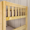 JOLLY NS : Bunk Bed Classic Mid Twin Bunk Bed with Slide and Straight Ladder on Front, Natural Birch Slats