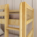 JOLLY NS : Bunk Bed Classic Mid Twin Bunk Bed with Slide and Straight Ladder on Front, Natural Birch Slats