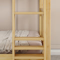 JOLLY NS : Bunk Bed Classic Mid Twin Bunk Bed with Slide and Straight Ladder on Front, Natural Birch Slats