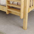 JOLLY NS : Bunk Bed Classic Mid Twin Bunk Bed with Slide and Straight Ladder on Front, Natural Birch Slats