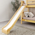 JOLLY NS : Bunk Bed Classic Mid Twin Bunk Bed with Slide and Straight Ladder on Front, Natural Birch Slats