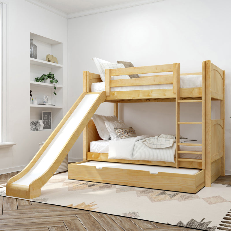 JOLLY TR NP : Bunk Bed Twin Medium Bunk Bed with Slide and Trundle Bed, Panel, Natural