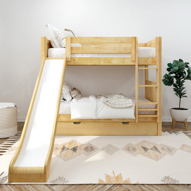 JOLLY TR NP : Bunk Bed Twin Medium Bunk Bed with Slide and Trundle Bed, Panel, Natural