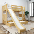 JOLLY TR NP : Bunk Bed Twin Medium Bunk Bed with Slide and Trundle Bed, Panel, Natural