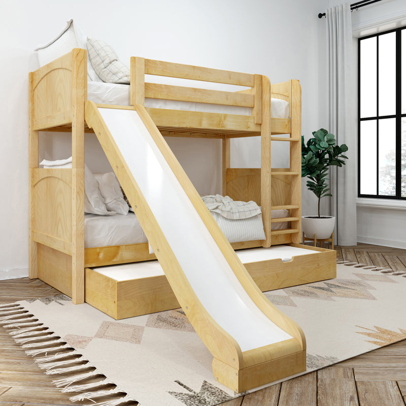 JOLLY TR NP : Bunk Bed Twin Medium Bunk Bed with Slide and Trundle Bed, Panel, Natural