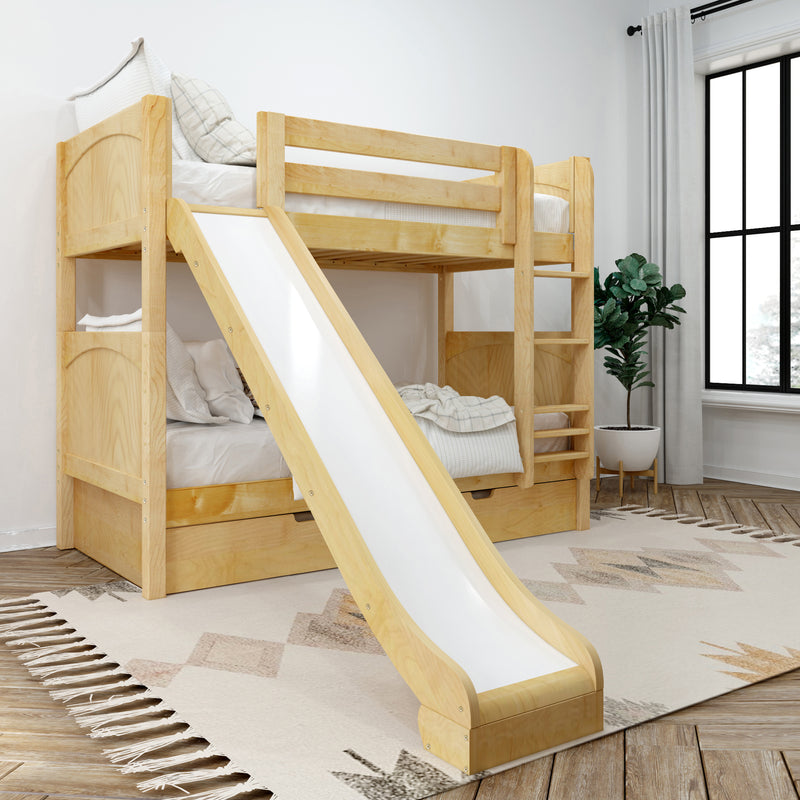 JOLLY TR NP : Bunk Bed Twin Medium Bunk Bed with Slide and Trundle Bed, Panel, Natural