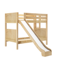 JOLLY XL 1 NP : Bunk Bed Classic Mid Twin XL Bunk Bed with Slide and Straight Ladder on End, Natural Birch Panel