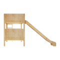 JOLLY XL 1 NP : Bunk Bed Classic Mid Twin XL Bunk Bed with Slide and Straight Ladder on End, Natural Birch Panel