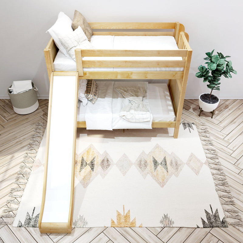 JOLLY XL 1 NP : Bunk Bed Classic Mid Twin XL Bunk Bed with Slide and Straight Ladder on End, Natural Birch Panel