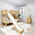 JOLLY XL 1 NP : Bunk Bed Classic Mid Twin XL Bunk Bed with Slide and Straight Ladder on End, Natural Birch Panel