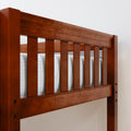 JUMBLE CS : Corner Loft Bunk High Twin over Full Corner Loft Bunk Bed with Ladder + Slide Platform, Slat, Chestnut