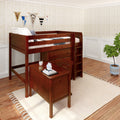 KING13 CP : Loft Bed Full Mid Loft w/ Straight ladder, 4 drawer dressers, 2 drawer student desk, 52.5" Mid Bookcase, Panel, Chestnut