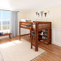 KING LIB CS : Loft Bed Full Library Mid Loft, Slat, Chestnut