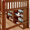 KING LIB CS : Loft Bed Full Library Mid Loft, Slat, Chestnut