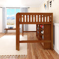 KING LIB CS : Loft Bed Full Library Mid Loft, Slat, Chestnut