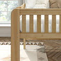 KING NS : Loft Bed Full Mid Loft Bed with Straight Ladder on Front, Natural Birch Slats