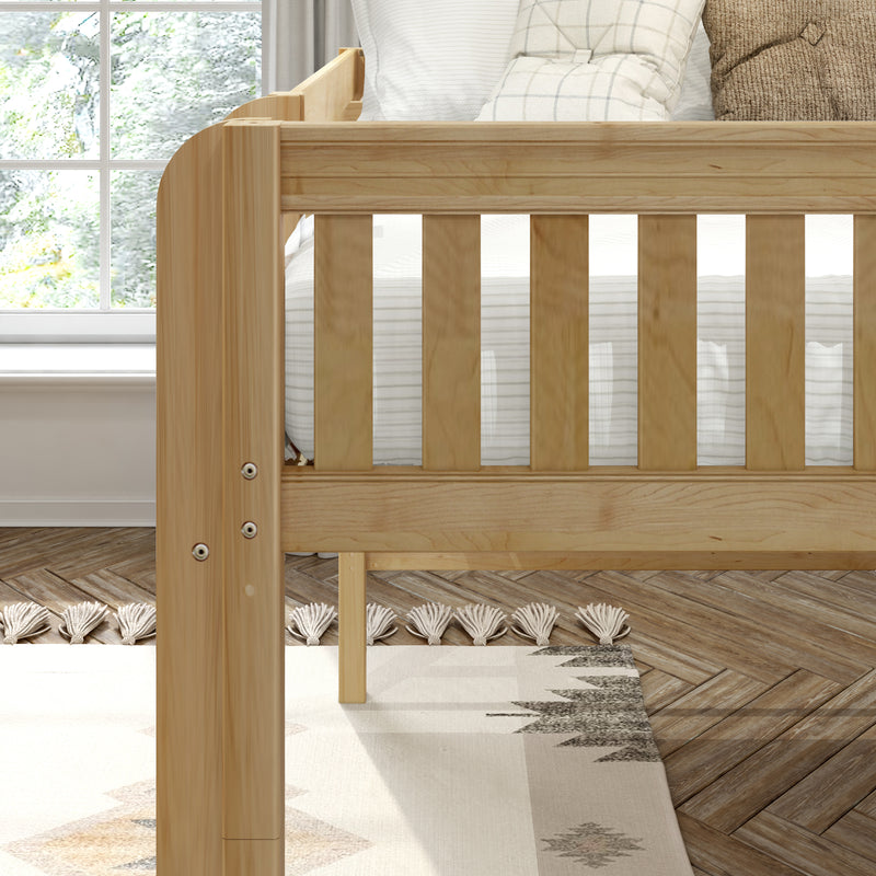 KING NS : Loft Bed Full Mid Loft Bed with Straight Ladder on Front, Natural Birch Slats