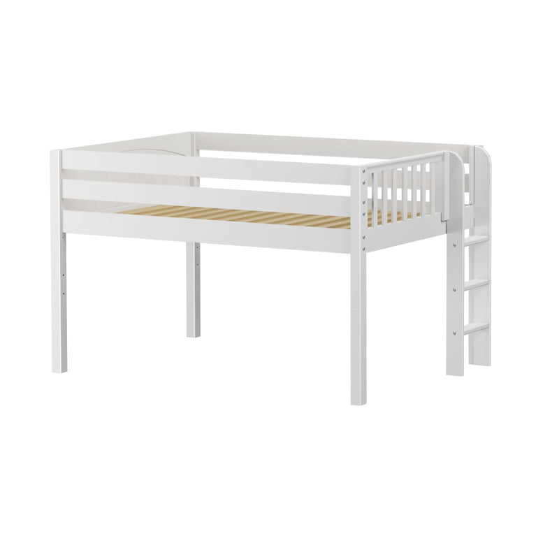 KIT WP : Standard Loft Beds Full Low Loft Bed with Straight Ladder on End, Panel, White